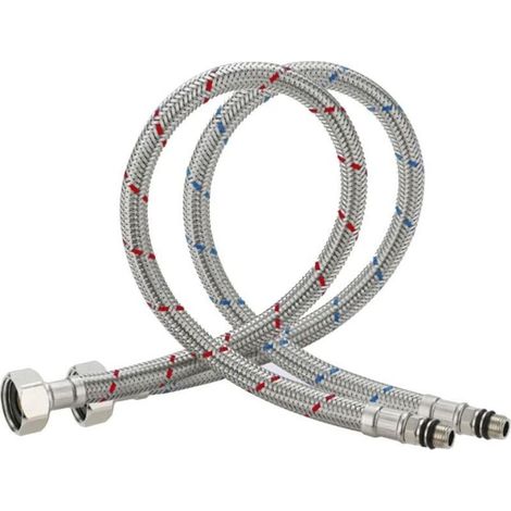Lot de 2 raccords flexibles pour robinet mitigeur – M10 x 1/2 – Longueur 600 mm – Acier inoxydable 304 résistant à la corrosion