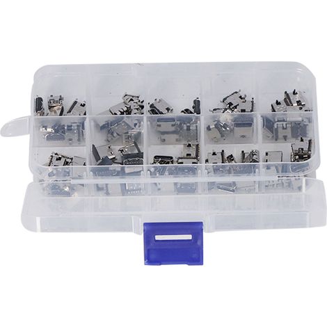 Lot de 100 connectrices USB Type-C femelles en acier inoxydable argent pour soudure réparation ordinateur clavier souris chargeur avec boîte (1/5)