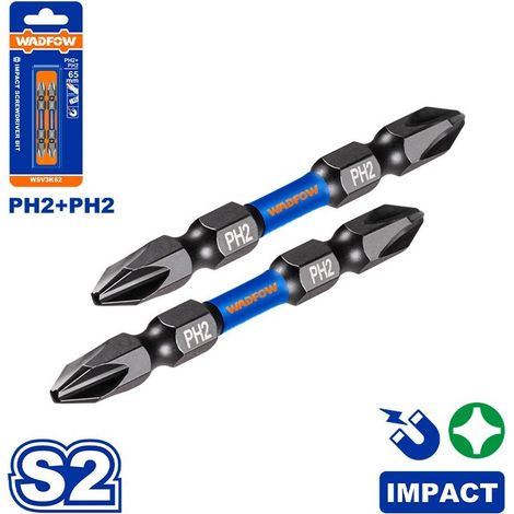 Wadfow 2er Set Impact-Schrauber-Bits PH2+PH2 65mm (1/3)
