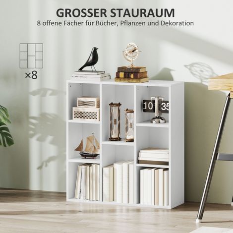 Mueble librería 8 cubos blanco 74,3 x 24 x 80 cm OKMYHOME (1/5)