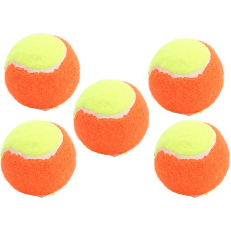 5 Balles de Tennis en Caoutchouc Souple 6cm pour Entraînement Canin et Jeu - Orange Résistant (1/5)