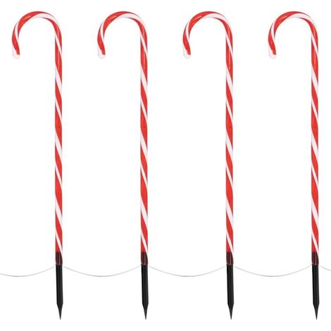 LED Zuckerstangen 5er Set, 37cm, Rot Weiß, Außen & Innen, Beleuchtete Gartenstäbe Weihnachtsdeko Gartenstecker Weihnachtsweg Marker Lichterkette (1/5)
