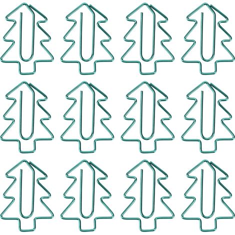 12 Paper Clips Mini Cute Christmas Tree File Clip for Office Supplies School Gifts Wedding Decorations (1/5)