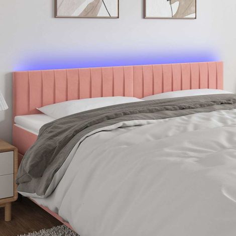 vidaXL Cabecero con LED de terciopelo rosa 180x5x78/88 cm (1/5)