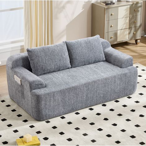 Divano modulabile 2 posti 171x92x64 cm in tessuto grigio, senza montaggio, per soggiorno – MEUBLIV (1/5)