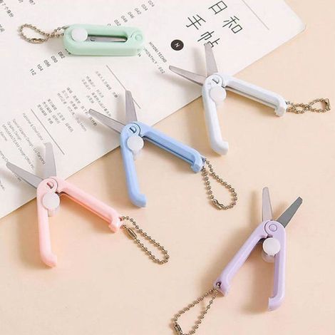 Couteau pliant blanc miniature, cutter rétractable portable avec porte-clés pour bureau, artisanat, couture et voyage (1/5)