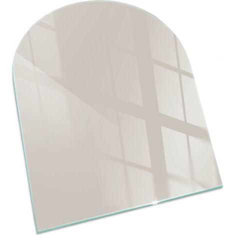 Modernes Kaminaccessoire Funkenschutzplatte für Kamin Hitzeschutz Schutzplatte Hartglas Dekorative Glasbodenplatte Farbe Hellcreme 80x70 cm