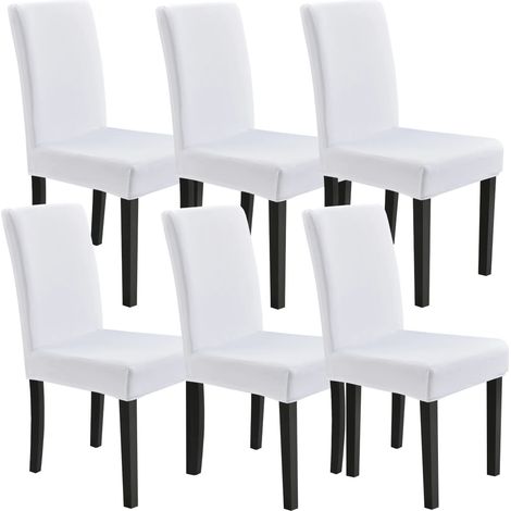 MINKUROW Set Di 6 Fodere Per Sedie 42-53 Cm Grigio Scuro Fodera Per Sedia Lavabile In Lavatrice Fodera Per Sedia Elasticizzata (Bianco) (1/5)