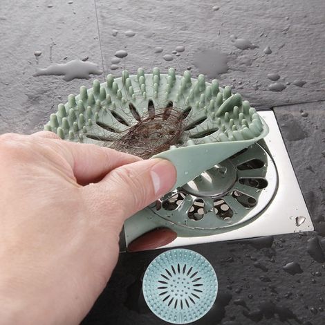 Tapón de desagüe de ducha de silicona anticabello, fácil de instalar y limpiar, para bañera, baño y cocina (azul) - Azul..//