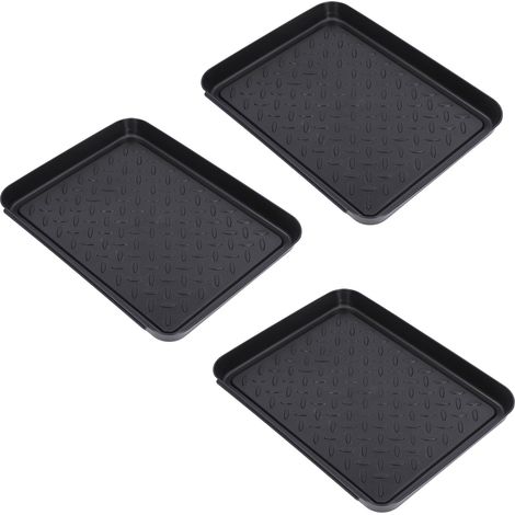Lot de 3 plateaux noirs en plastique pour chaussures, boue, bottes, usage polyvalent (1/5)