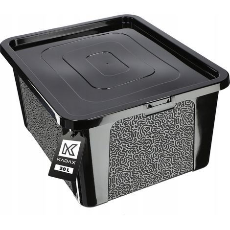 KADAX rechteckige Aufbewahrungsbox mit Deckel, stapelbare Lagerbox, Kunststoff, platzsparende Lagerb
