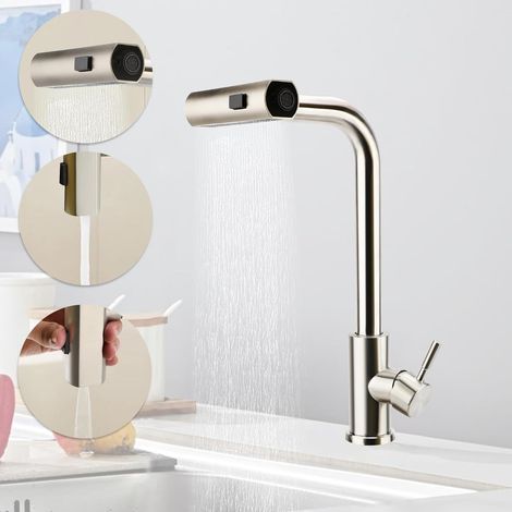 Ausziehbare Küchenarmatur aus Edelstahl 304 mit gebürsteter Oberfläche und Schläuchen - Modell 9/16 (1/5)