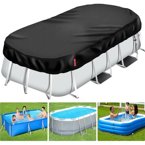 Bache Piscine, BâChe Piscine Rectangulaire, Bache A Bulle Piscine, RéSistantes à La PoussièRe, sans Cordes ni Pointes Noir 460×230cm (1/5)