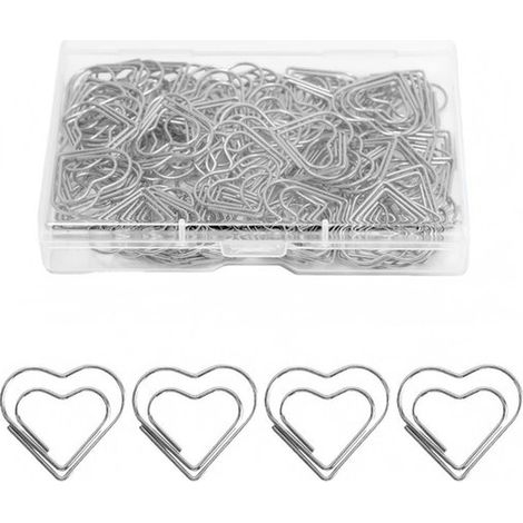 100 graffette a forma di cuore, 2,2 x 2 cm. Graffette decorative. Graffette uniche. Articoli per ufficio. Graffette a forma di cuore. Fermagli per documenti. Elementi di fissaggio. (1/5)