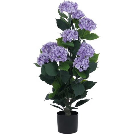 [NON UTILIZZATO] Ortensia artificiale HHG-040, pianta decorativa, con vaso, per esterni, in polietilene, 90x50x50 cm, viola (1/5)