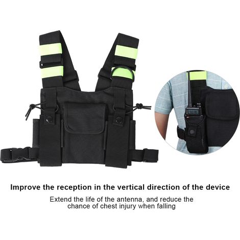 Harnais de sécurité jaune fluorescent avec poche pour talkie-walkie Baofeng UV-5R