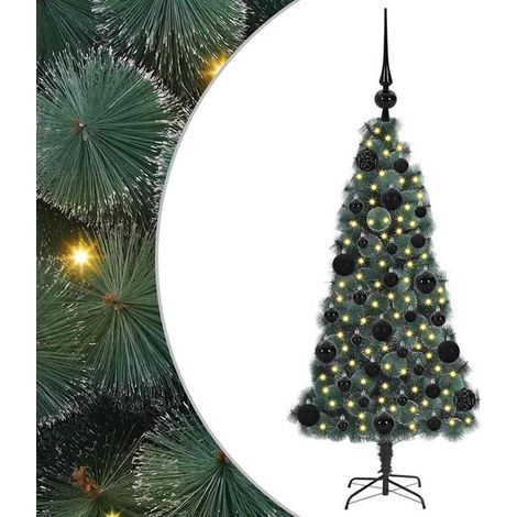 Sapin de Noël artificiel avec guirlande lumineuse préinstallée et un ensemble de boules décoratives, 120 cm (1/5)