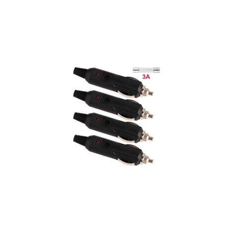 4 Stück 12V/24V Zigarettenanzünderstecker, Kfz-Zigarettenanzünderbuchse (männlich), Autostecker mit LED-Anzeige zum Selbstbauen - Crezuo