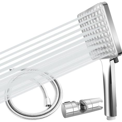ZOLGINAH Pommeau de douche avec tuyau et support de douche réglable de 18 à 25 mm sans perçage, pommeau de douche pluie avec 6 types de jet haute pression