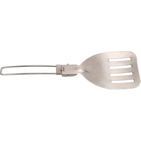 Spatule pliante de camping avec manche pliable, idéale pour la cuisine en plein air, les pique-niques et les barbecues. Acier inoxydable 304 avec système de verrouillage. (1/5)