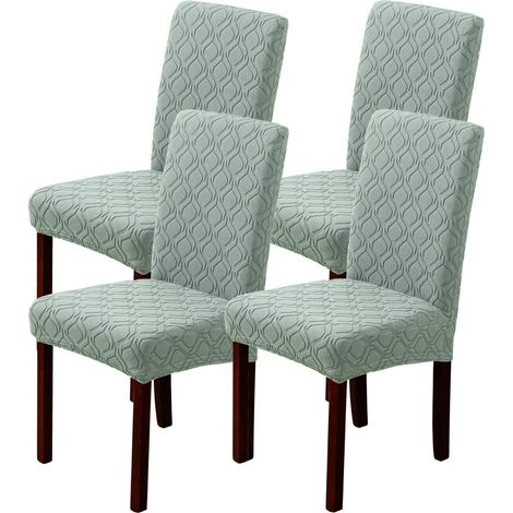 Housses de chaise extensibles 4 pièces, lavables et amovibles, vert sauge (1/5)