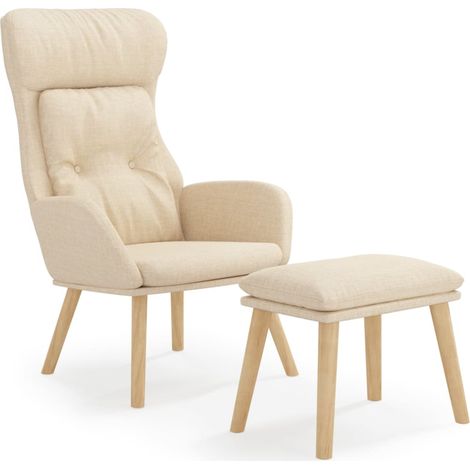 Maison Exclusive - Relaxsessel mit Hocker Creme Stoff (1/5)