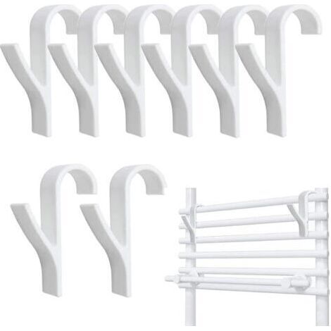 Lot de 8 crochets pour radiateur, porte-serviettes de salle de bain, crochet pour sèche-serviettes (blanc) (1/5)