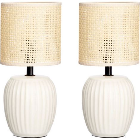 Set aus zwei Lampen mit beigefarbenen Schirmen (1/5)