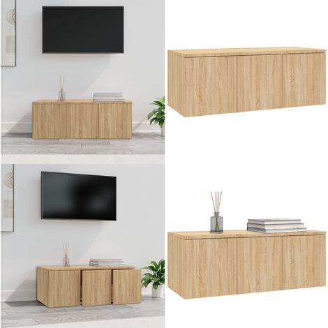 TV-Schrank Sonoma-Eiche 80x34x30 cm Holzwerkstoff - TV Schrank - Holzwerkstoff Möbel - Sonoma Eiche - Wohnwand - Regal - Home & Living