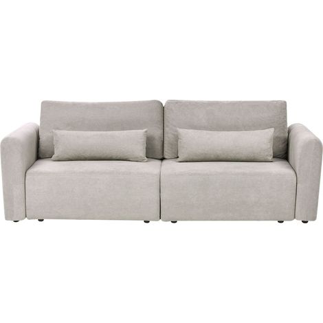 3 Seater Sofa Bed Grey Fabric Upholstered Sleeping Function Add Pillows Foldable VAXHOLM (1/5)