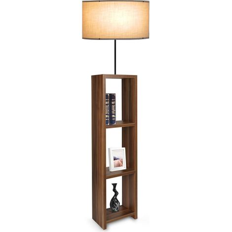 Lampada da terra lampada apparecchio luminoso redditch con mensola altezza 150 cm E27 effetto legno / nero / beige 030007308