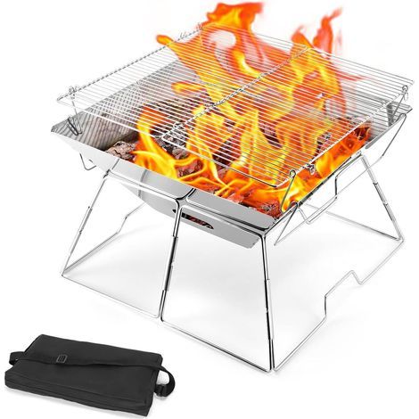 Barbecue de camping pliable, réchaud à bois d'extérieur, barbecue au charbon de bois avec sac de transport, idéal pour le camping. (1/5)