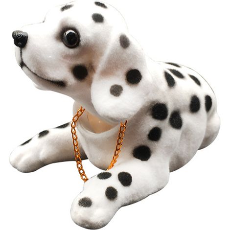 Figurine Animée Dalmatien pour Tableau de Bord - Décoration Automobile Automatique à Secousse avec Chaîne Dorée