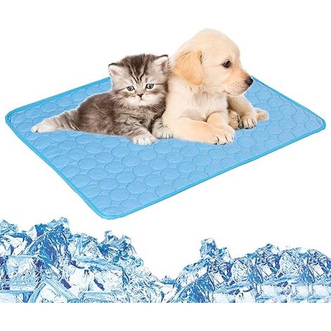 QAZQA Tapis Rafraichissant Chien Chat 70 x 55cm, Tapis Refroidissement Chien Version Améliorée Reste Froid Plus Longtemps Tapis Fraicheur Chien Chat Souple Durable，Bleu