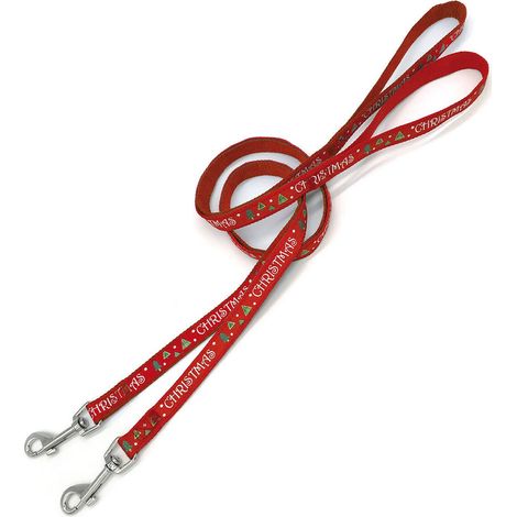Guinzaglio in nylon ricamato Merry Christmas per cani