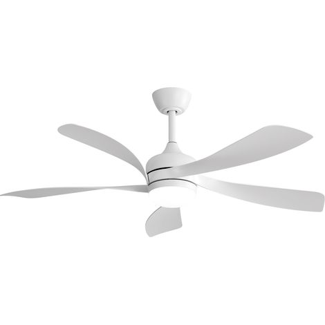 Moderner 42-Zoll-Deckenventilator mit Beleuchtung und Fernbedienung, 5 ABS-Flügel, umkehrbarer, leiser Gleichstrommotor – Weiß (1/5)