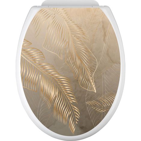 Stickers Abattant WC - Feuilles - 35x43 cm - Adhésif + Protection MATE (1/2)