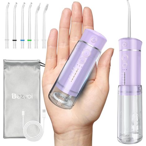 Mini Travel Water Flosser 5 Modes, 6 Tips, Telescopic Tank (1/5)