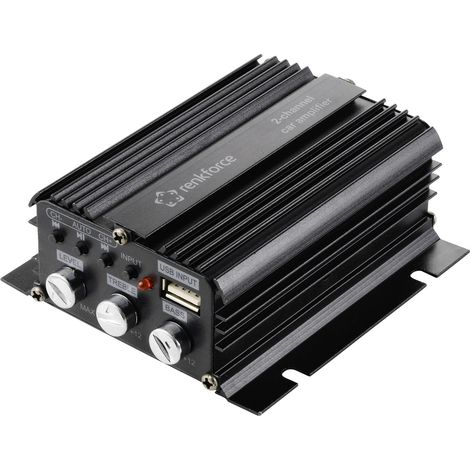 Renkforce RF-CMP-202 2-Kanal Endstufe 100 W Bluetooth®-/USB-Audiowiedergabe, Lautstärke-/Bass-/Höhen (1/5)