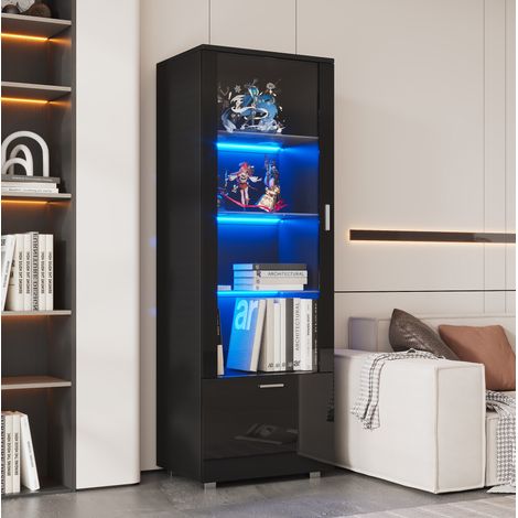 mobile vetrina LED in acrilico nero 40x50x160 OKMYHOME (1/5)