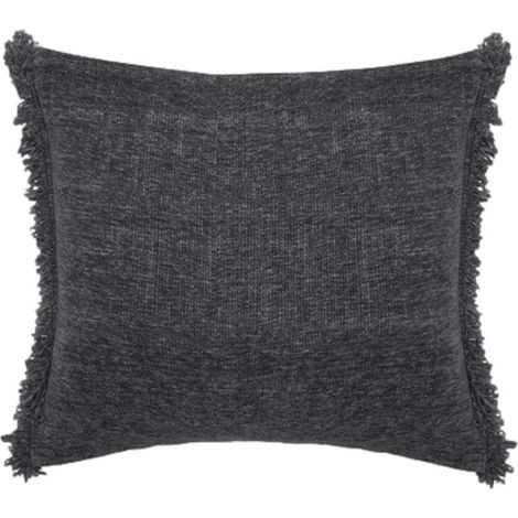 Housse de coussin + franges "Anta" + coussin de Garnissage "Anouk" Vent du sud - Anta Caviar - Housse de coussin 45 x 45 cm