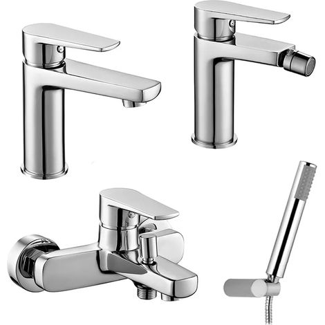 Set miscelatori lavabo bidet e vasca cromati serie Erika piletta inclusa (1/5)