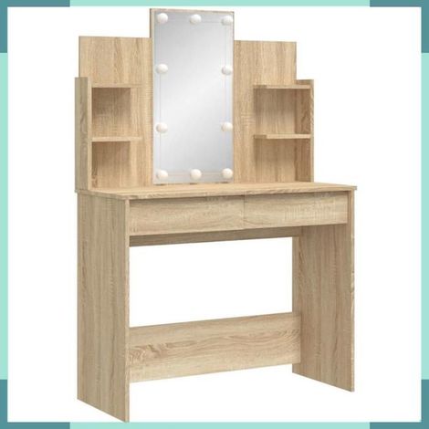 837894 Coiffeuse avec lumières LED chêne sonoma 96x40x142 cm (1/5)