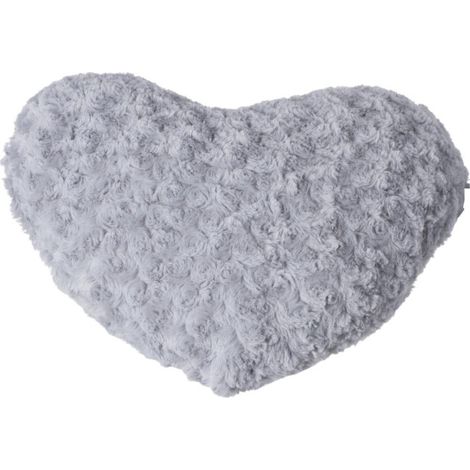 Coussin Coeur "Bouclée" 28x36cm Gris Clair
