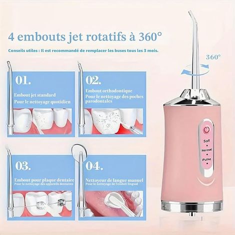 embouts de rechange pour hydropulseur, buses standard et orthodontiques, accessoires pour irrigateur buccal ensemble de nettoyage des dents (1/4)