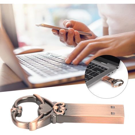 128GB Heart-Shaped Portable Metal Retro USB Flash Drive for Data Storage (1/5)