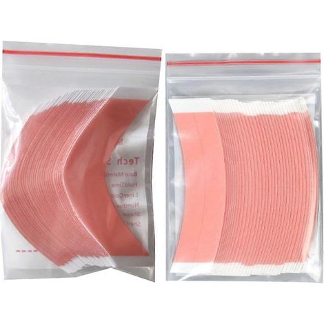 72 bandes adhésives double face Duo Tac à forte tenue pour perruques et toupets, forme C avec ligne de découpe (1/5)