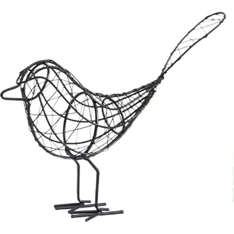 Bardusch - 1 figurine de jardin 20x23cm, oiseau en fil de fer, objet de collection décoratif pour jardin (noir) (1/5)
