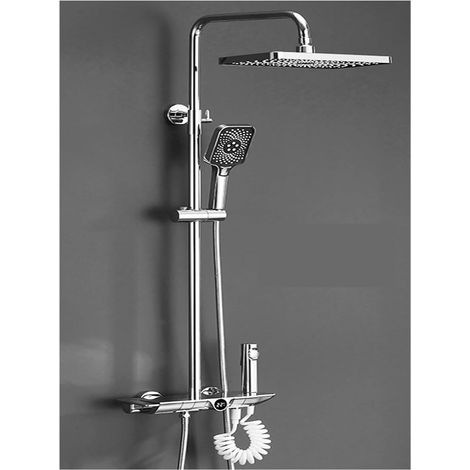 Ensemble de douche mitigeur thermostatique intelli Ensemble de mitigeur bain-douche numérique salle de bain chaud froid thermostatique LED système de douche pluie baignoire montage mural SPA robinets (1/5)
