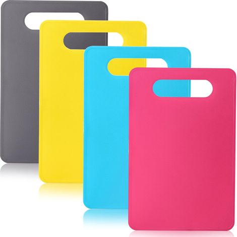 Planche à découper flexible sans BPA 4 couleurs en plastique - Passe au lave-vaisselle - 29 x 19 cm - Épaisseur : 2 mm (1/5)